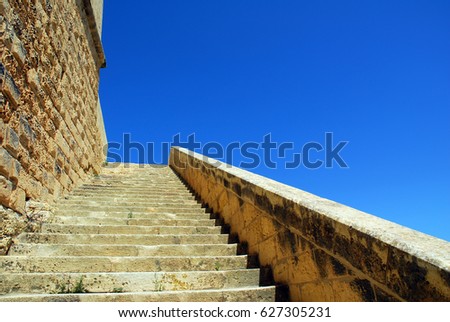 Rabat, Gozo Malta. Stairs to the blue sky.