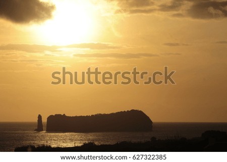 Sunset on various islands of the Azores
