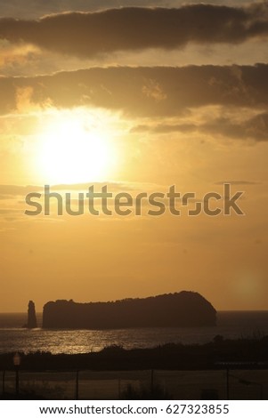 Sunset on various islands of the Azores