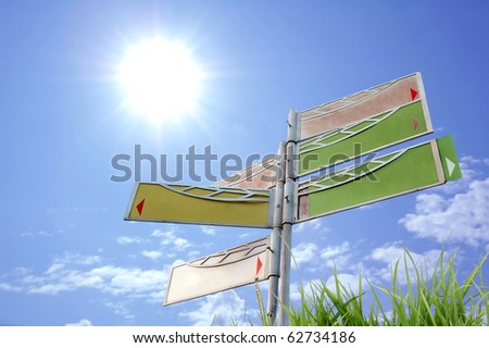 sign board with sun shine