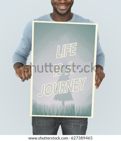 People holding aspiration word quote banner board