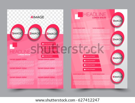 Flyer and brochure template. Annual report cover design.  Business or education poster. A4 size vector illustration. Pink color