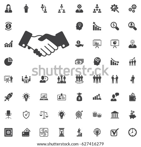 Friendly handshake icon on the white background. Business set of icons Royalty-Free Stock Photo #627416279