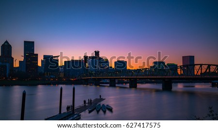 City of Portland sunset on the river