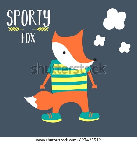 Cute Fox Cartoon Vector Illustration