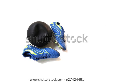 Isolate Black rubber inside the football and blue stud