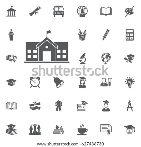 School Icon on the white background. Education Vector Icon Set Royalty-Free Stock Photo #627436730