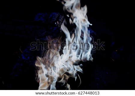 Blue charcoal, pale flames, firewood flames, pine nose leaves,strong flames, flickering flames, flame background, At Mitsuan, Hanyu City, Saitama, Japan,