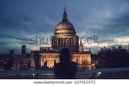 Girl at Saint Paul's Cathedral, London England