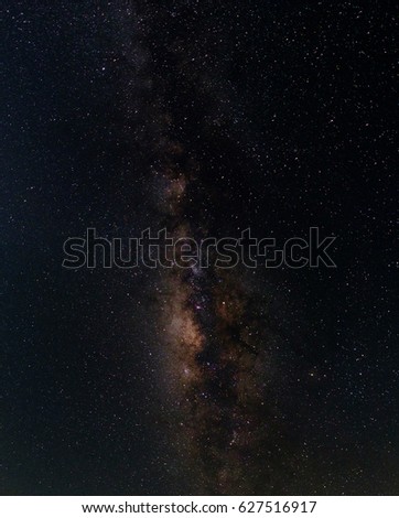 The milky way above the ancient rocks 