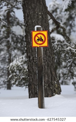 Special road sign snowmobile