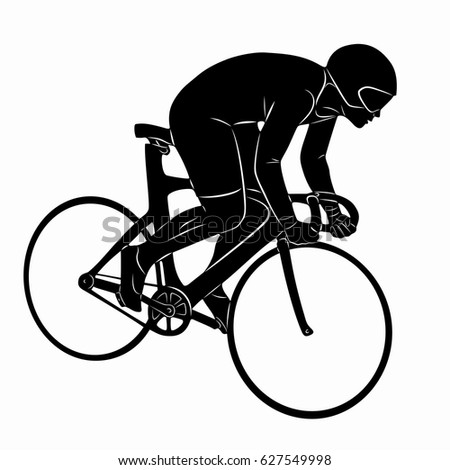 silhouette of a bike rider, black and white drawing, white background