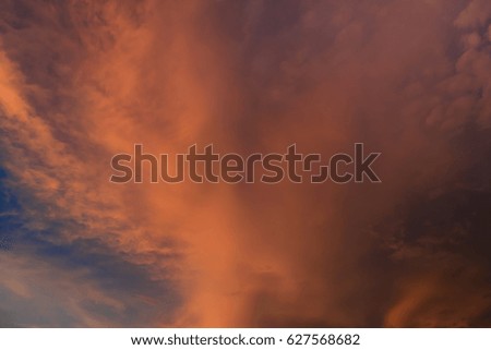 Colorful dramatic sky with cloud at sunset during late summer.
