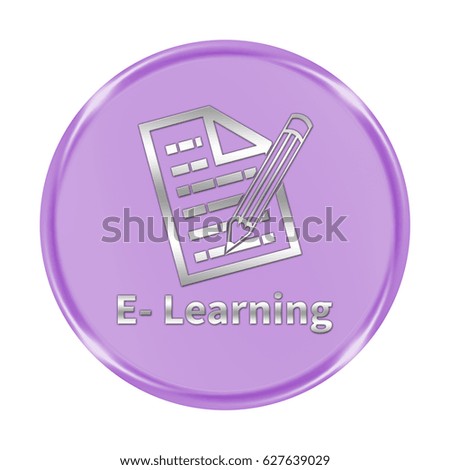 e-learning button isolated. "3d illustration"
