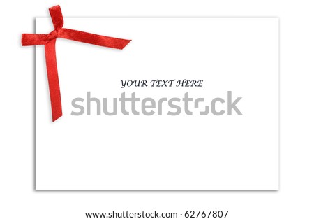 Blank gift tag and a red ribbon