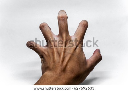 Sick convulsing hand gesture Royalty-Free Stock Photo #627692633