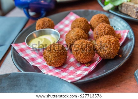 Bitterballen, a typically Dutch food (croquet) Royalty-Free Stock Photo #627713576