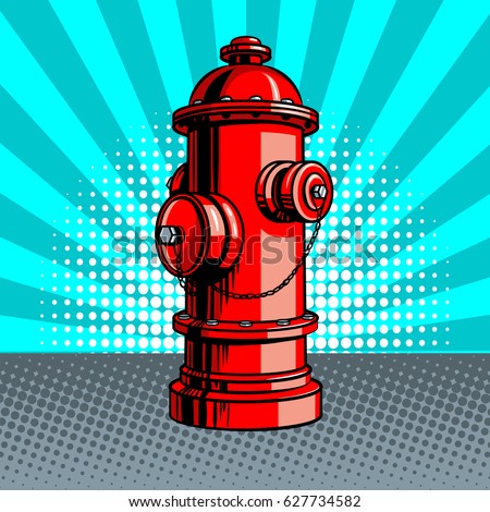 Red fire hydrant pop art style vector illustration. Comic book style imitation