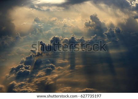 aerial view of cloud with light ray and sun beam