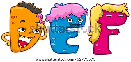 Illustration of Letters of the Alphabet Represented by Monsters (8)