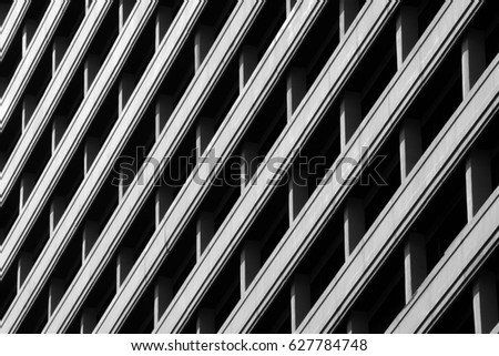 Pattern of the Multi-Storey Building Windows and Balcony. - monochrome