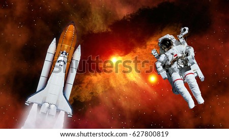 Space shuttle spaceship launch spacecraft planet astronaut spaceman rocket ship mission universe. Elements of this image furnished by NASA.