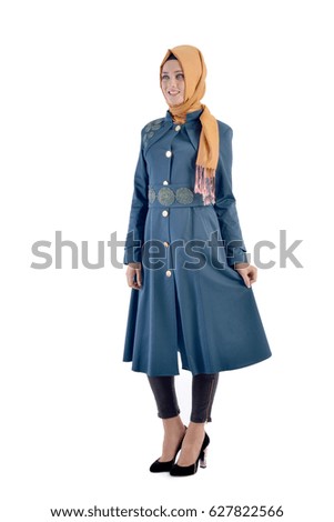 young muslim woman wear topcoat