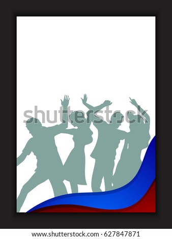 Flyer, Template design with silhouette of dancing people, Music concept.