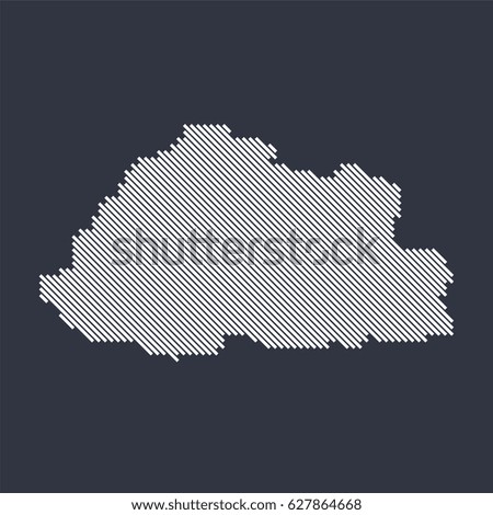 Bhutan country map made from angled white lines