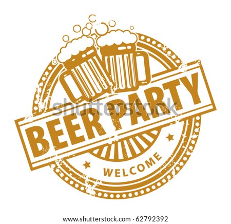 Grunge rubber stamp, with the Beer Mugs and text Beer Party written inside, vector illustration