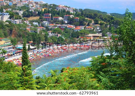 Picturesque scenic gorgeous view on Small Beach in Ulcinj, Montenegro