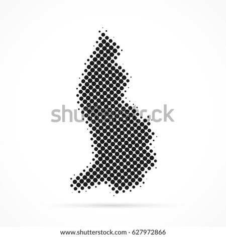 Liechtenstein map in halftone. Dotted illustration isolated on a white background. Vector illustration.