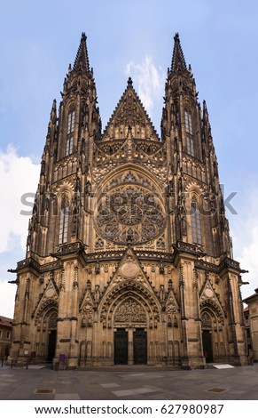 St. Vitus cathedral in Prague. Extra large facade photo..