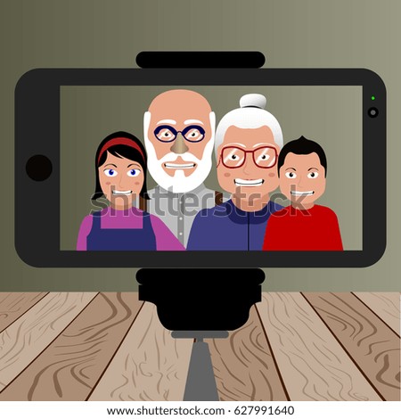 Isolated cellphone with a selfie, Vector illustration