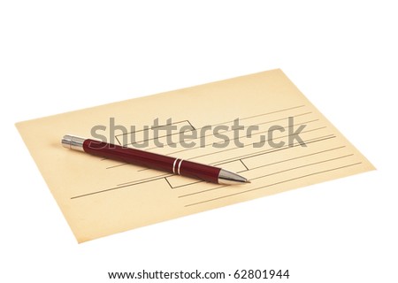 mail envelopes and a pen isolated on white background