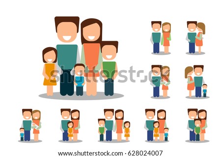 Different types of families. Set vector