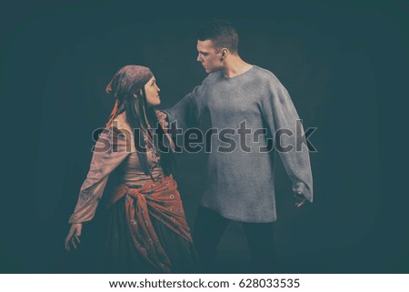 Man and woman arguing. Theatrical game