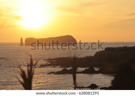 Sunset on various islands of the Azores
