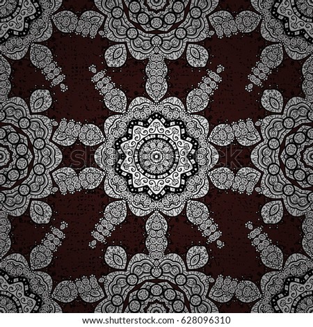 Ethnic, floral, retro, doodle, vector, tribal design element. Brown background. For adult coloring book. Zentangle style. Floral doodle.