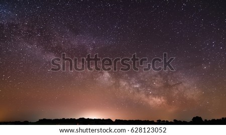 Night long exposure photography: View of Milky Way within Guadalajara countryside, Spain.