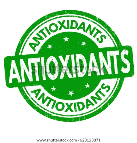 Antioxidants sign or stamp on white background, vector illustration