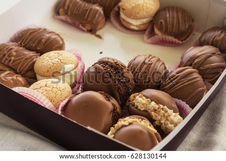 greek chocolate cakes in a box