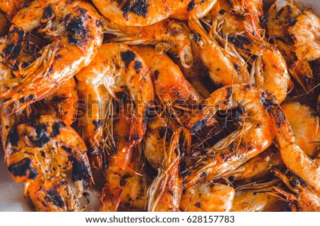 Grilled shrimps texture