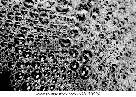 Water bubbles. Image includes a effect the black and white tones.