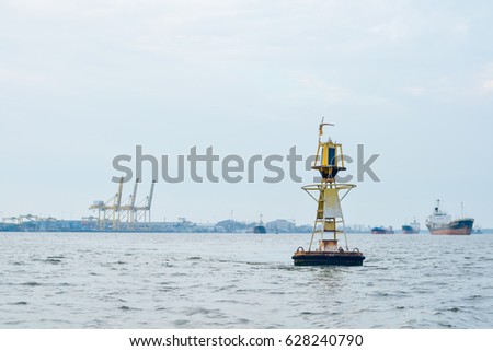 Buoy on sea for warning to ship