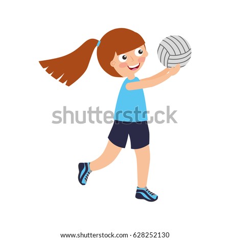 little girl playing volleyball