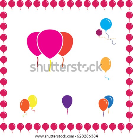 Simple Party Balloon Icons Isolated On White Background