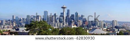 Seattle skyline panorama, Washington state.