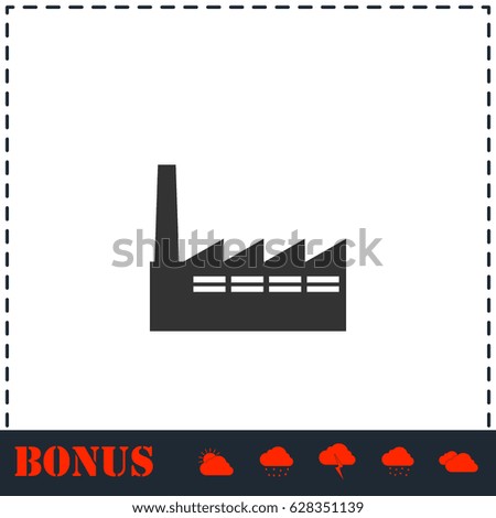 Factory icon flat. Simple illustration symbol and bonus pictogram