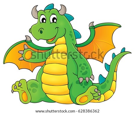 Happy dragon topic image 1 - eps10 vector illustration.
